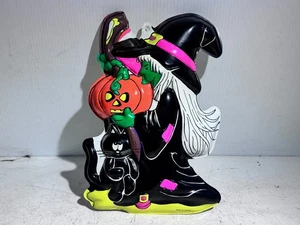 Vintage Kunststoff 3D Vacuform Halloween Wandbehang Dekoration Hexe Katze - Bild 1 von 15