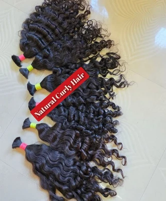 Extensiones de cabello humano Remy indio 100 % sin procesar para cabello rizado crudo a granel Foto 1 de 4