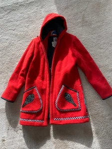 RARE VTG James Bay Inuit (Eskimo) RedWool Parka w8 Embroidery & Theme Patches VG - Bild 1 von 12