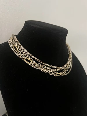 Estate David Yurman Sterling Silver and 18K Yellow Gold Four-Row Necklace - Image 1 of 4