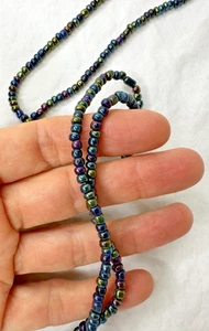Iridescent Beaded Necklace Wire Barrel Clasp 30 in long - Picture 1 of 10