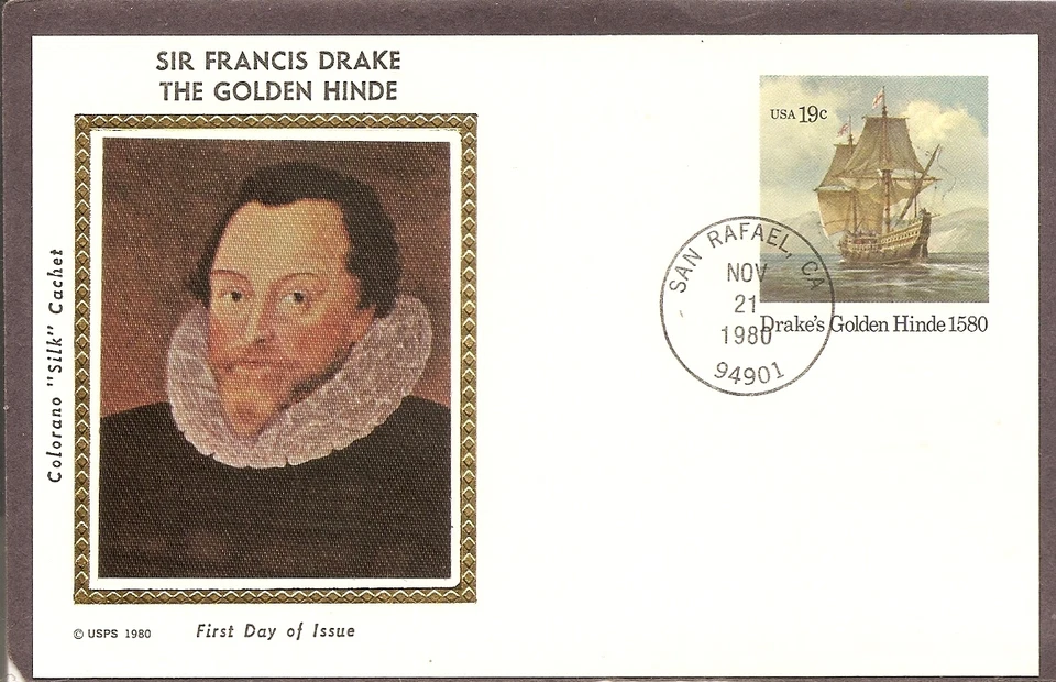 US SC # UX86 Drake's Golden Hinde FDC.Colorano Silk Cachet - Image 1 of 1