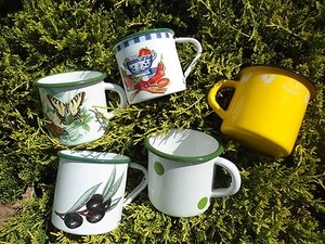 MUG EMAILLE LOT DE 2 EMAIL VERITABLE FABRIQUE EN FRANCE NEUF divers motifs PROMO - Picture 1 of 27