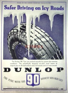 DUNLOP 'Fort 90' Tyres 1936 Advert Print : Original Art Deco Car Tire Ad - Foto 1 di 1