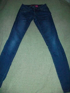 ZANA DI Blue Denim STRETCH Skinny Low Rise Straight Leg Jeans, Sz 0 - 25" x 32" - Picture 1 of 4