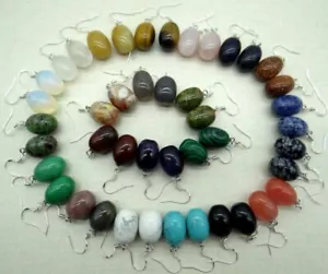 10 Pairs Natural Mixed Stone Egg Oval Reiki Chakra Healing Earrings Jewellery - Picture 1 of 12