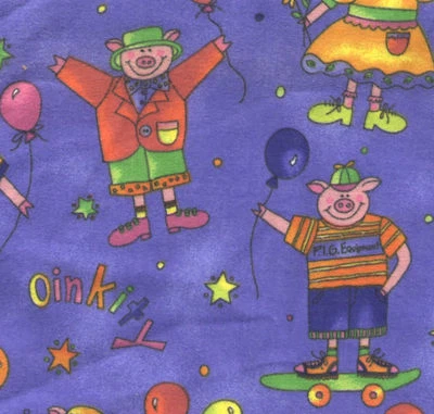 Purple Oink! FLANNEL Quilt Fabric - 7/8 Yard Piece - Image 1 of 2