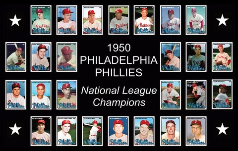 1950 PHILADELPHIA PHILLIES World Series Team Photo POSTER Man Cave Decor Gift Cover