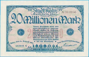 ALLEMAGNE STADT KOLN, billet 20 000 000 Mark, Série C, 24 August 1923 (9330) - Picture 1 of 2
