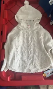 Cat & Jack Toddler Girls Cream Cable Pullover Hooded Sweater 2t/3t - Picture 1 of 3