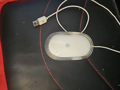 Apple Mac Pro Mouse Genuine Wired Optical M5769 Clear White - Image 1 of 3