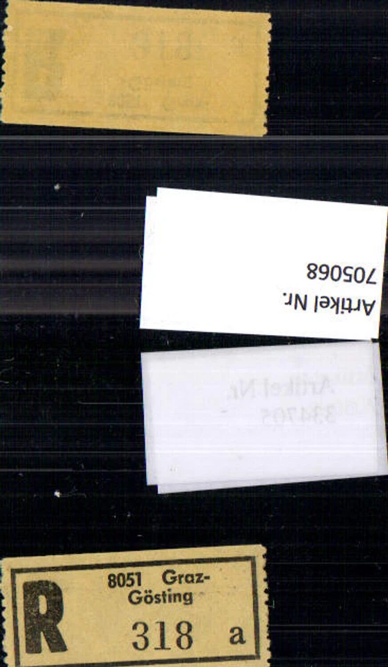 705068 Einschreibezettel Rekozettel R-Zettel Graz Gösting - Bild 1 von 1