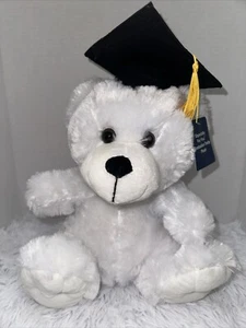 Oso de peluche American Greetings Graduation 2020 blanco 9" sombrero negro felpa blanco nuevo con etiquetas - Imagen 1 de 16