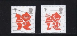 GREAT BRITAIN 2012 LONDON OLYMPIC & PARALYMPIC GAMES SA 1ST CLASS 2 STAMPS USED - Picture 1 of 4