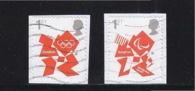 GREAT BRITAIN 2012 LONDON OLYMPIC & PARALYMPIC GAMES SA 1ST CLASS 2 STAMPS USED - Image 1 of 4