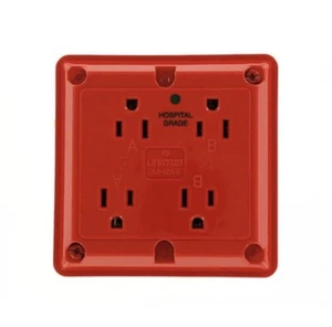 Leviton 15 AMP Hospital Grade Extra Heavy Duty 4 In 1 Grounding Outlet In Red - Picture 1 of 3