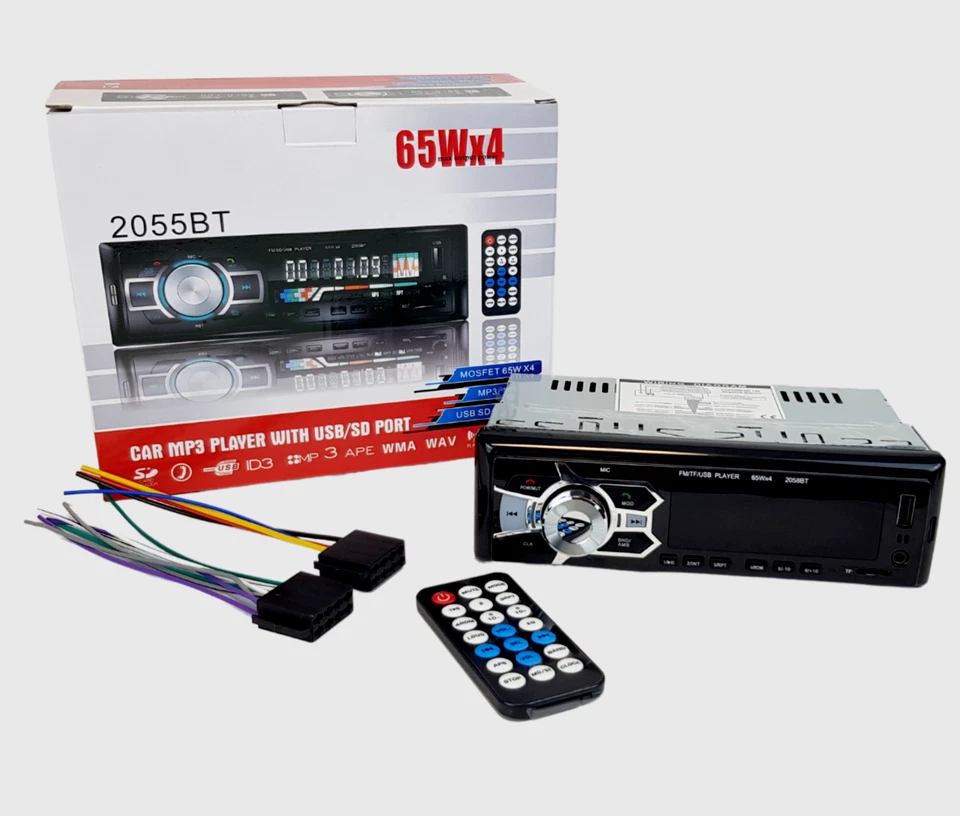 AUTORADIO BLUETOOTH 1 DIN CON VIVAVOCE RADIO FM MP3 USB MICRO SD AUX STEREO AUTO - Immagine 1 di 4