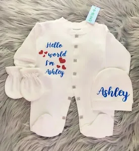 Personalized Hello World I'm Baby Name  Clothes Baby Romper For Girls and Boys - Picture 1 of 16