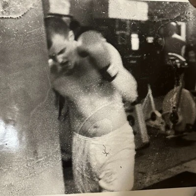 Photograph Silver Gelatin Print Janine Gordon Signed 20x24" B/W Boxing Gleasons - Image 1 of 4