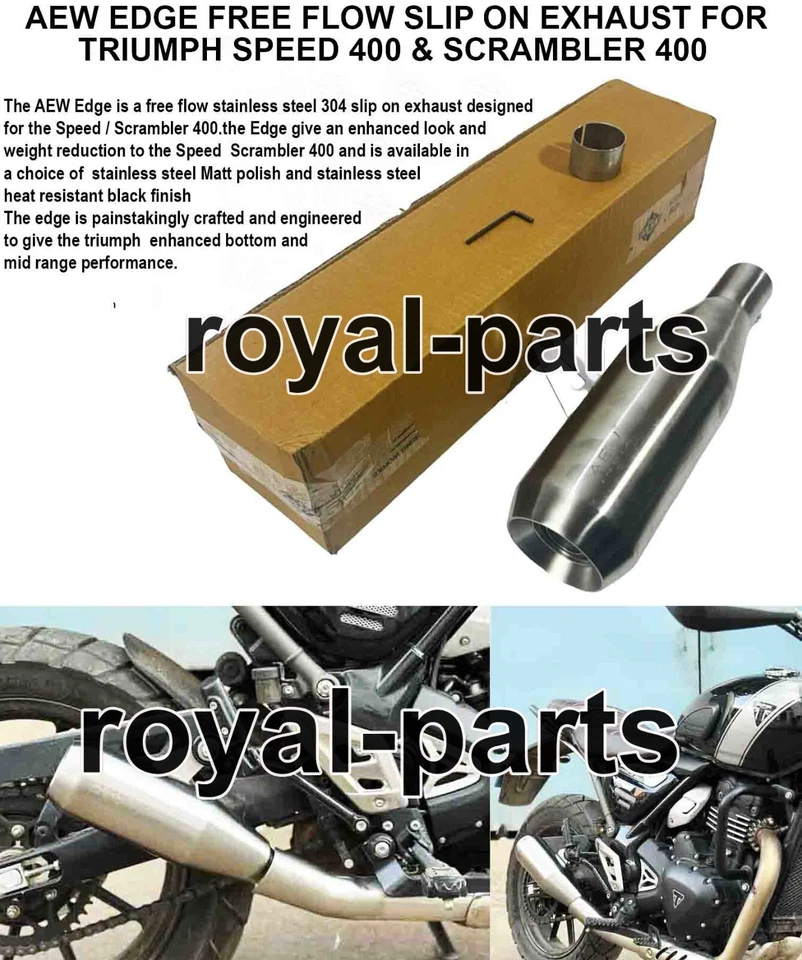 "AEW EDGE FREE FLOW SLIP ON EXHAUST" FIT FOR TRIUMPH SPEED 400 & SCRAMBLER 400 - Image 1 of 4