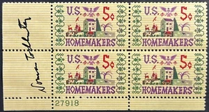 U.S. Scott #1253, P.B. of 4, Homemakers Issue w/Designer Autograph, VF, MNH - Picture 1 of 3