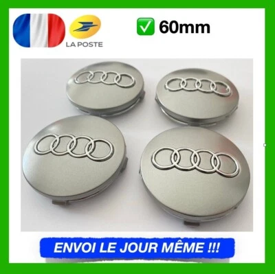 Lot de 4 Centres de roue cache moyeu Gris 60mm AUDI A1 A2 A3 A4 TT - Image 1 of 4