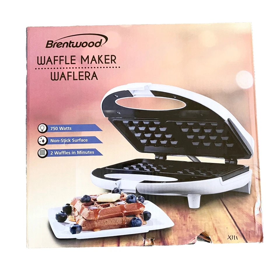 Brentwood TS-242 White 750W Compact Non-Stick Standard Dual Waffle Maker - Image 1 of 4