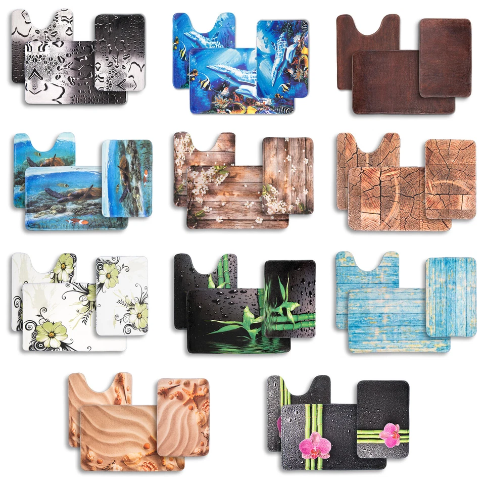 3tlg Badeset Badgarnitur Badteppich Badematte Dusche WC Vorleger Teppich  - Bild 1 von 2