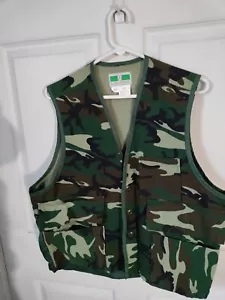 Game Winner Sportswear Hunting Vest Pocket Ammo Organizer Green Camo Vintage M - Picture 1 of 4