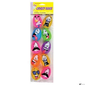 Easter Unlimited Crazy Eggs® Emoji Faces Plastic Easter Eggs, 10 CT, 2.5" - Picture 1 of 1