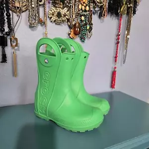 Unisex Size 3 Green Handle It Crocs Rain Boots Waterproof Style 12803 - Picture 1 of 6