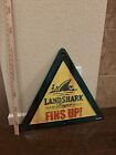 Landshark lager FINS UP metal tin triangle sign beer brewery man cave decor new