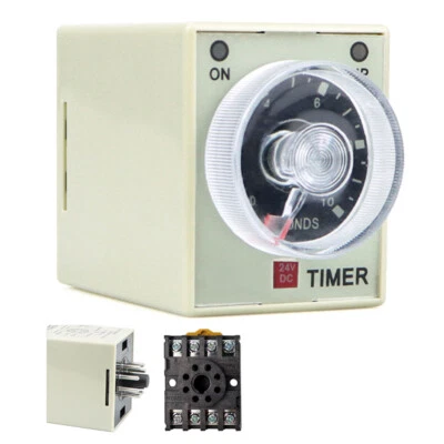 Power On Time Delay Relay Timer 12V 24V 110V 220V 380V 0-60S 0-60M 8 Pin + Base - Image 1 of 4