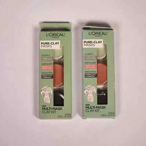 (2) Loreal Pure Clay Masks Multi-Mask Kit w/3 Pods - Purify Exfoliate Brighten - - Picture 1 of 3