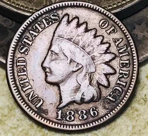 1886 Indian Head Cent Penny 1C TYPE 2 Ungraded Choice US Coin CC18704 Cover