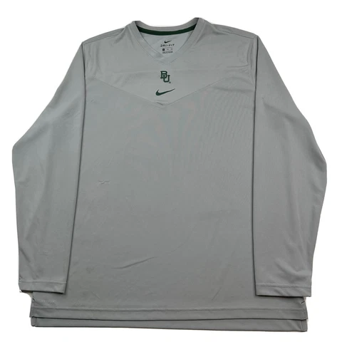 Nike Dri-Fit Men’sXXL Gray 100% Polyester Long Sleeve Baylor Bears Shirt Cover