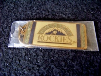 1992 Colorado Rockies original old logo gold tone metal key ring AIBM - Image 1 of 3
