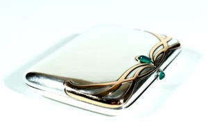 Jugendstil Art Nouveau Silber Gold ZIGARETTENETUI ° Dekor wohl Hans Christansen - Bild 1 von 9