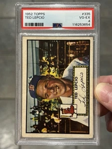 1952 Topps #335 Ted Lepcio Boston Red Sox **Numero alto ** PSA 4 - Foto 1 di 3
