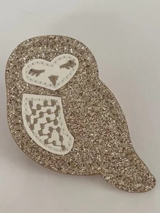 Gymboree Girl's All Spruced Up Gold Glitter Owl Hair Clip Barrette Accessories - Picture 1 of 2