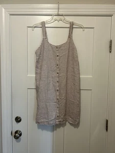 Artisan NY Womens Size Large Linen Striped Button Front Dress Game Day Mini - Picture 1 of 5