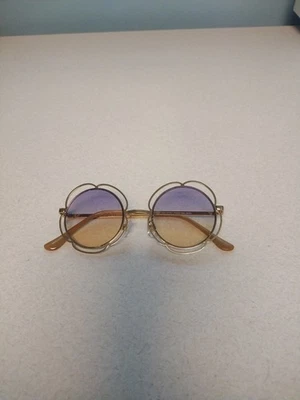 Marco de gafas de sol Target redondo con borde de metal de vieira solamente, lente púrpura y amarilla, #014 Foto 1 de 4