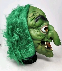 Maschera Halloween Strega Ben Cooper Vintage Gomma Lattice Decorazione Capelli Verdi Retrò - Foto 1 di 8