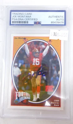 Joe Montana Signed 1991 Upper Deck Heroes Trading Card #7 PSA 85478476 - Image 1 of 2