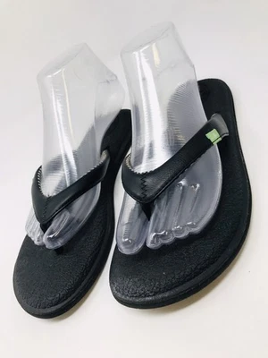 Sandalias de tanga Sanuk Yoga Mat negras chanclas para mujer talla 7 Foto 1 de 4