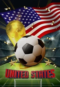 Bandiera Casa Stati Uniti Mondiali Calcio Sportivo 28" x 40" Yard Wall Banner NUOVO! - Foto 1 di 4