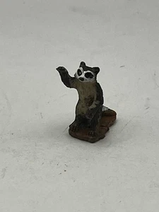 Miniature Raccoon Figure Waving Vintage Christmas Village Decor Rustic Forest - Picture 1 of 6