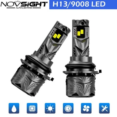 NOVSIGHT H13 9008 LED Headlight Bulbs High Low Beam Super Bright White 6500K - Image 1 of 4