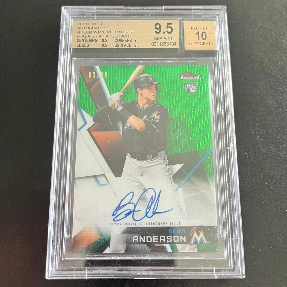2018 Topps Finest Rookie Auto Green Wave Brian Anderson /99 BGS 9.5 10 GEM - Image 1 of 2