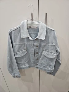 Zara Cropped Blue Denim Jacket Size XS (EUR) - Picture 1 of 5